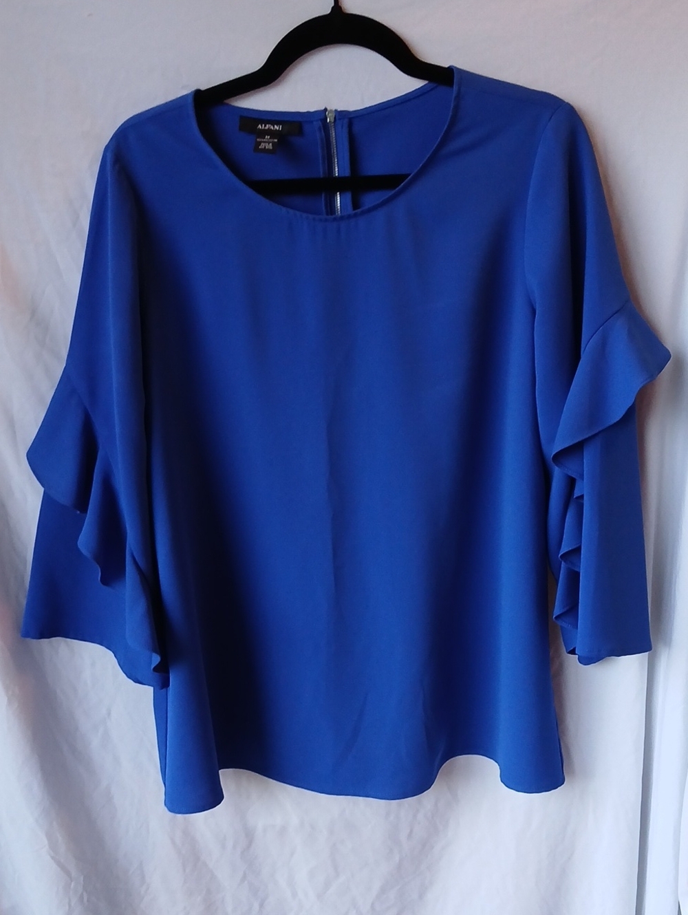 Alfani Royal Blue Ruffle Sleeve Blouse